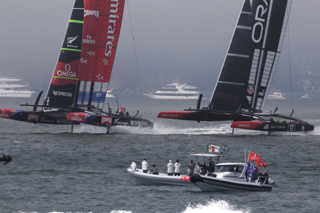 Oracle and Emirates Team NZ in action - America’s Cup © Chuck Lantz http://www.ChuckLantz.com